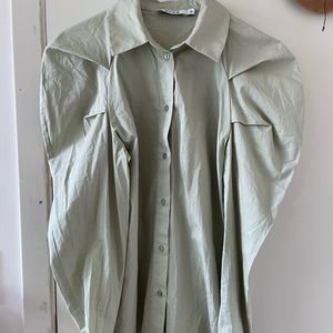 Beautiful green oversized shoulder blouse